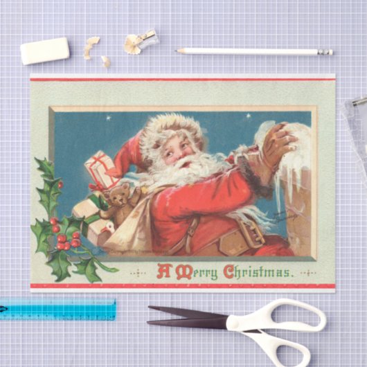Antiek Sinterklaas Kerstmis Decoupage Tissuepapier (Craft)