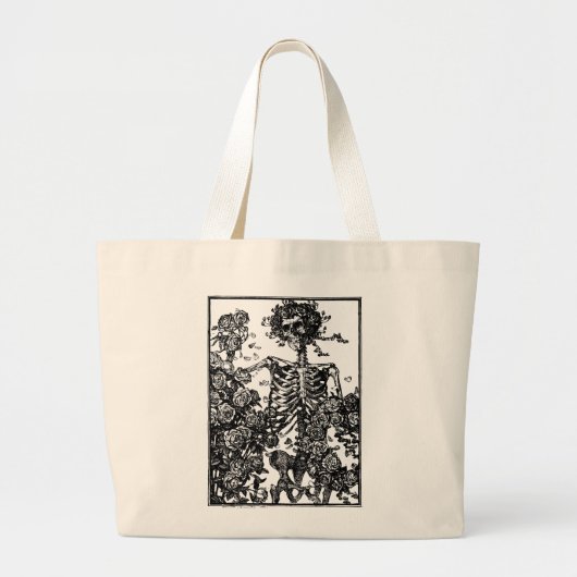 Antiek Skelet en Rozen Totebag Grote Tote Bag (Voorkant)