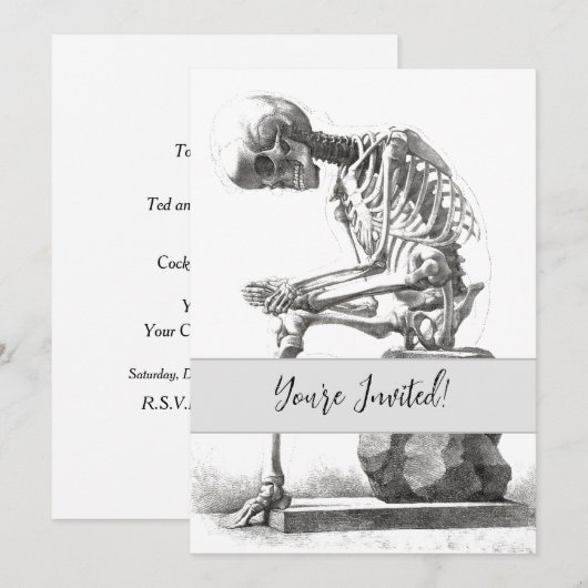 Antiek Skeleton Anatomie: Gotische Halloween Medic Kaart (Voorkant / Achterkant)