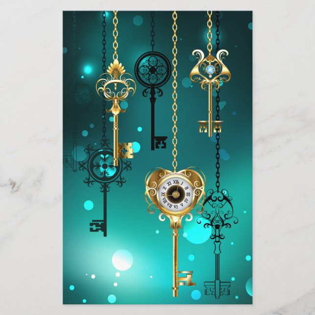 Antiek Skeleton Keys op groene achtergrond (Voorkant)