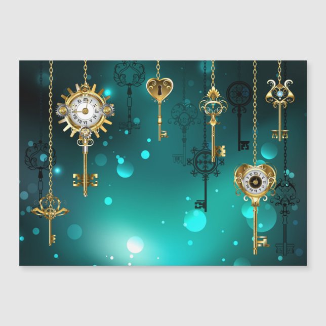 Antiek Skeleton Keys op groene achtergrond (Voorkant)