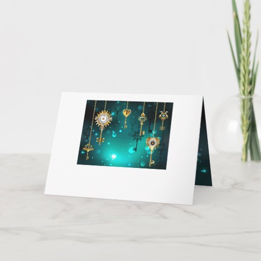 Antiek Skeleton Keys op groene achtergrond (Achterkant)