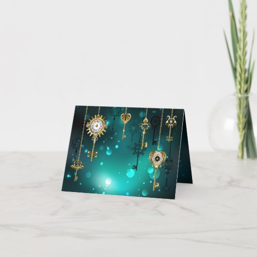 Antiek Skeleton Keys op groene achtergrond (Voorkant)