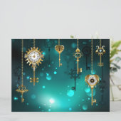 Antiek Skeleton Keys op groene achtergrond Aankondiging (Staand voorkant)