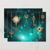 Antiek Skeleton Keys op groene achtergrond Aankondiging (Voorkant / Achterkant)