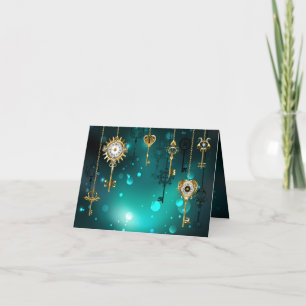 Antiek Skeleton Keys op groene achtergrond Aankondiging