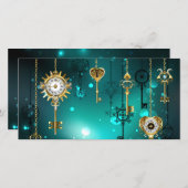 Antiek Skeleton Keys op groene achtergrond Aankondiging (Voorkant / Achterkant)