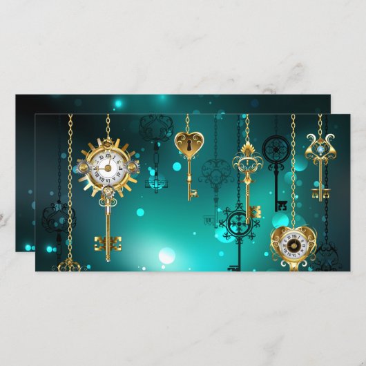 Antiek Skeleton Keys op groene achtergrond Aankondiging (Voorkant / Achterkant)