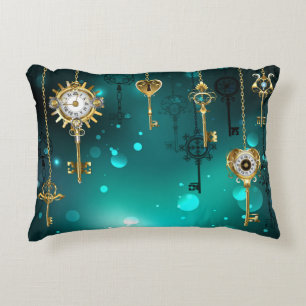 Antiek Skeleton Keys op groene achtergrond Accent Kussen