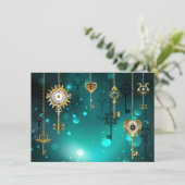 Antiek Skeleton Keys op groene achtergrond Advieskaart (Staand voorkant)