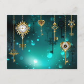 Antiek Skeleton Keys op groene achtergrond Advieskaart (Voorkant)