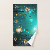 Antiek Skeleton Keys op groene achtergrond Bad Handdoek (Handdoek)