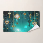 Antiek Skeleton Keys op groene achtergrond Bad Handdoek (Handdoek)