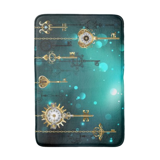 Antiek Skeleton Keys op groene achtergrond Badmat (Voorkant Verticaal)