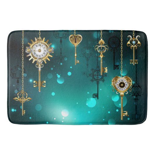 Antiek Skeleton Keys op groene achtergrond Badmat (Voorkant)