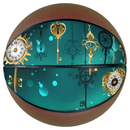 Antiek Skeleton Keys op groene achtergrond Basketbal (Voorkant)