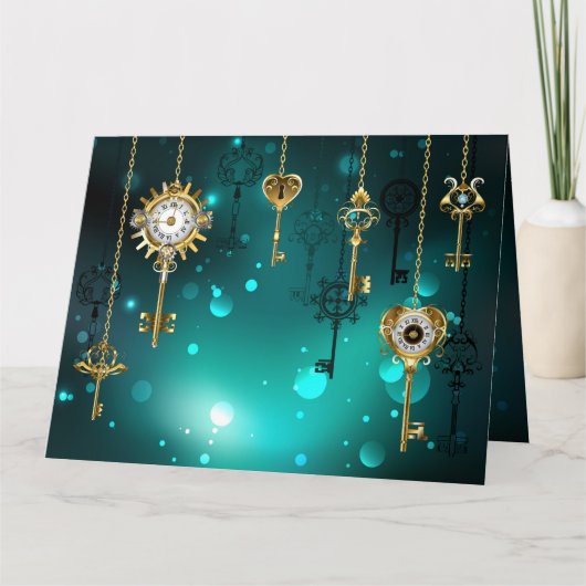 Antiek Skeleton Keys op groene achtergrond Bedankkaart (Voorkant)