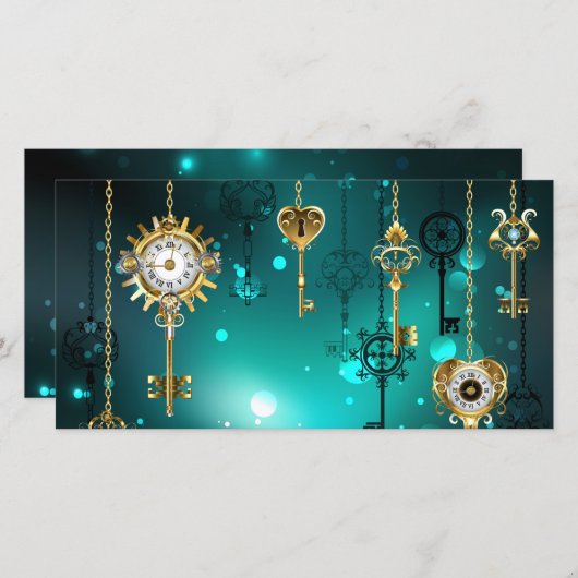 Antiek Skeleton Keys op groene achtergrond Bedankkaart (Voorkant / Achterkant)