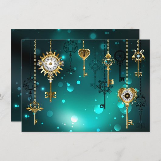 Antiek Skeleton Keys op groene achtergrond Bedankkaart (Voorkant / Achterkant)