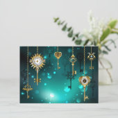 Antiek Skeleton Keys op groene achtergrond Bedankkaart (Staand voorkant)