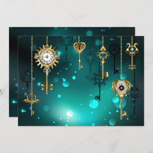 Antiek Skeleton Keys op groene achtergrond Bedankkaart (Voorkant / Achterkant)