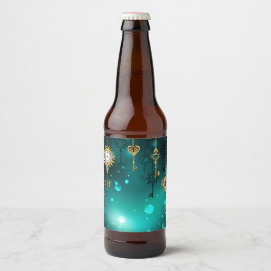 Antiek Skeleton Keys op groene achtergrond Bier Etiket (Voorkant)