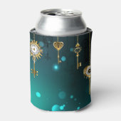 Antiek Skeleton Keys op groene achtergrond Blikjeskoeler (Blikje Voorkant)