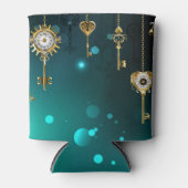 Antiek Skeleton Keys op groene achtergrond Blikjeskoeler (Voorkant)