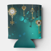 Antiek Skeleton Keys op groene achtergrond Blikjeskoeler (Achterkant)