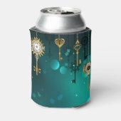 Antiek Skeleton Keys op groene achtergrond Blikjeskoeler (Blikje Achterkant)