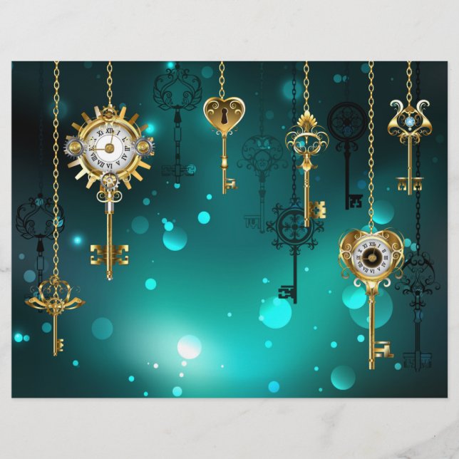 Antiek Skeleton Keys op groene achtergrond Briefhoofd (Voorkant)