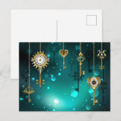 Antiek Skeleton Keys op groene achtergrond Briefkaart (Voorkant / Achterkant)