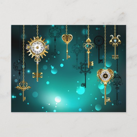 Antiek Skeleton Keys op groene achtergrond Briefkaart (Voorkant)