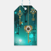 Antiek Skeleton Keys op groene achtergrond Cadeaulabel (Voorkant)