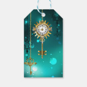 Antiek Skeleton Keys op groene achtergrond Cadeaulabel (Achterkant)