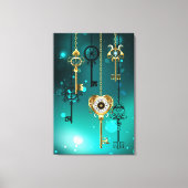Antiek Skeleton Keys op groene achtergrond Canvas Afdruk (Voorkant)