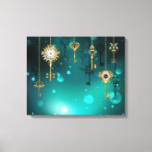 Antiek Skeleton Keys op groene achtergrond Canvas Afdruk (Voorkant)