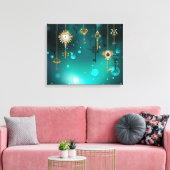 Antiek Skeleton Keys op groene achtergrond Canvas Afdruk (Insitu (Woonkamer))