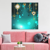 Antiek Skeleton Keys op groene achtergrond Canvas Afdruk (Insitu (Woonkamer))