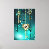 Antiek Skeleton Keys op groene achtergrond Canvas Afdruk (Voorkant)