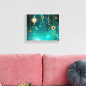 Antiek Skeleton Keys op groene achtergrond Canvas Afdruk (Insitu (Woonkamer))