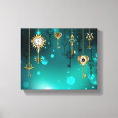 Antiek Skeleton Keys op groene achtergrond Canvas Afdruk (Voorkant)
