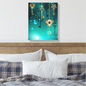 Antiek Skeleton Keys op groene achtergrond Canvas Afdruk (Insitu (Slaapkamer))