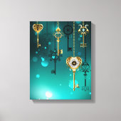 Antiek Skeleton Keys op groene achtergrond Canvas Afdruk (Voorkant)