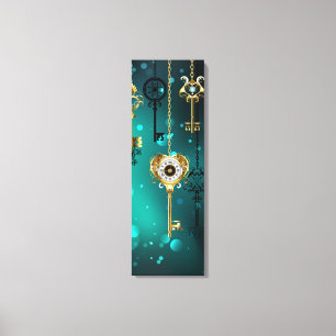 Antiek Skeleton Keys op groene achtergrond Canvas Afdruk