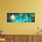 Antiek Skeleton Keys op groene achtergrond Canvas Afdruk (Insitu (Woonkamer))