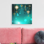 Antiek Skeleton Keys op groene achtergrond Canvas Afdruk (Insitu (Woonkamer))