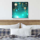 Antiek Skeleton Keys op groene achtergrond Canvas Afdruk (Insitu (Slaapkamer))