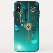 Antiek Skeleton Keys op groene achtergrond Case-Mate iPhone Case (Achterkant)