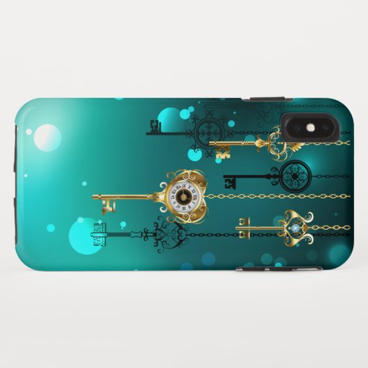 Antiek Skeleton Keys op groene achtergrond Case-Mate iPhone Case (Achterkant (horizontaal))